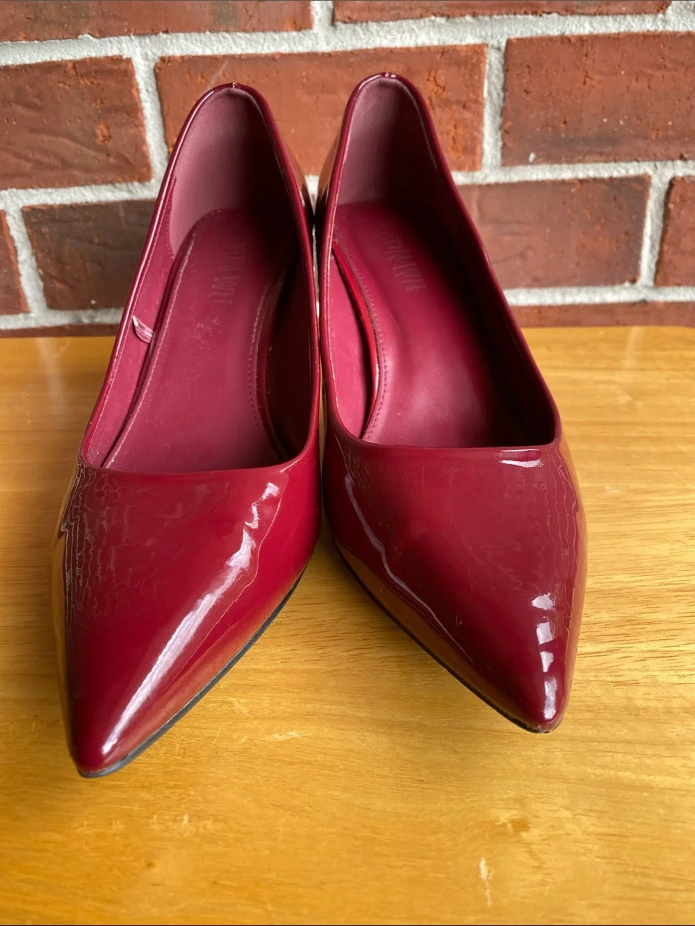 Jason Wu Stela Burgundy Patent Pointed-Toe Mid-Heel Pumps Size 10